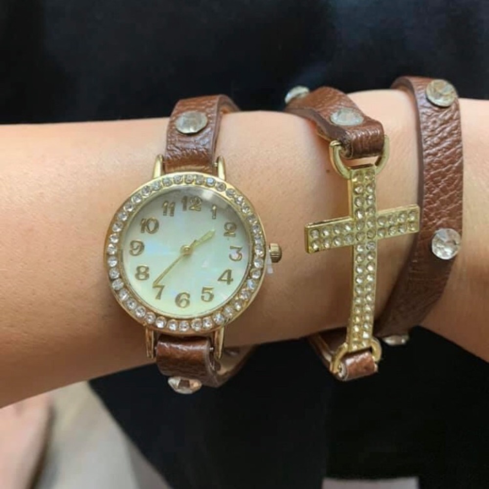 Leather & Stones Wrap Watch Bracelet